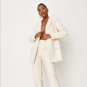 Never worn white leather oversized blazer